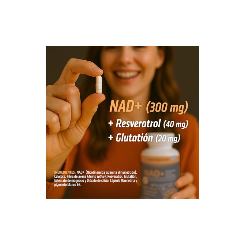 HEALTHADDICTION - NAD+ 300 mg – Suplemento Alimenticio con Resveratrol