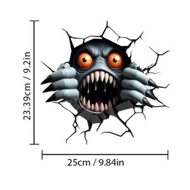 Dreothy Horror Red Eyes Monster Peeking Window Stickers, Removable Double Sided Tear Window Clings Car Decals Auto Motorcycle Wall Art Decals Laptop Bumper Stickers (Crack Monster)