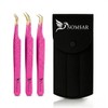 Professional Eyelash Tweezers, Precision Tweezers with Curved Fiber Tip, Eyelash