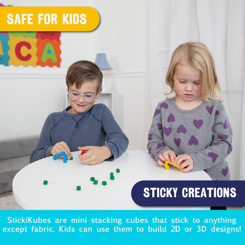 KOMARC GAMES StickiKubes, Mini Stacking Cubes That Stick to Anything,