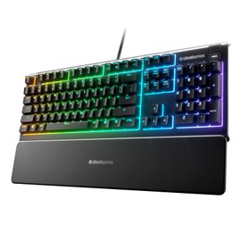 SteelSeries SteelSeries Apex 3 RGB Gaming Keyboard C 10-Zone RGB Illumination C IP32 Water Resistant C Premium Magnetic Wrist Rest (Whisper Quiet Gaming Switch)