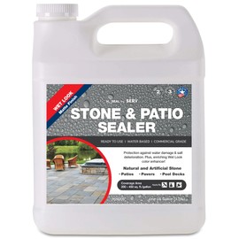 Serveon Sealants Natural Stone Sealer (Wet Look Matte Finish) Commercial Grade Outdoor Indoor Waterproof Grout Sealer Protects Pavers Pools Patios Decorative Landscape Stones (1 Gallon) H2800S