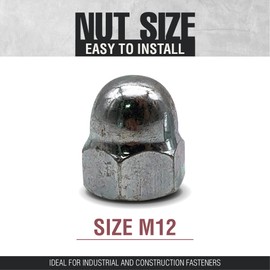 DOJA Industrial Acorn Nuts M12 Pack of 20 Acorn Nuts High Shape DIN 1587 Hexagonal Cover Caps Steel Galvanised Cap Screws Cover Protective Caps Nuts Screw Head Hat Decorative Nut