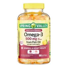 Spring Valley Omega-3 500 Mg Con 180 Softgels Hecho En Usa Limón