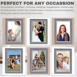 Picture Frame 6 x 4, Slate, Pack of 3, Freestanding and Wall Mountable, 10 x 15 cm, 6x4 Picture Frames, Grey 6x4 Photo Frames, 4x6 Photo Collage Gallery Display