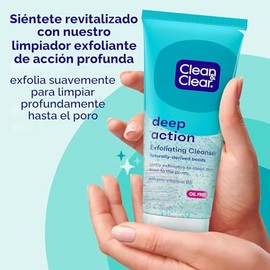 Clean & Clear Limpiador Facial Exfoliante de Acción Profunda, Exfoliante y Jabón Facial, Pro-Vitamina B5, Ácidos Láctico y Glicólico, Exfoliante Diari