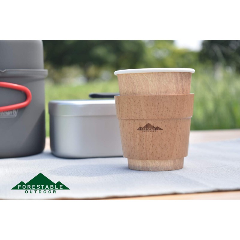 FORESTABLE Cup Holder Medium Wood Natural Wood Outdoor Camping