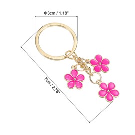 PATIKIL Flower Keychain Charm, Cute Enameled Keychain Floral Keyring Pendant for Women Gifts Purse Handbag Bags Decor, Rose Red