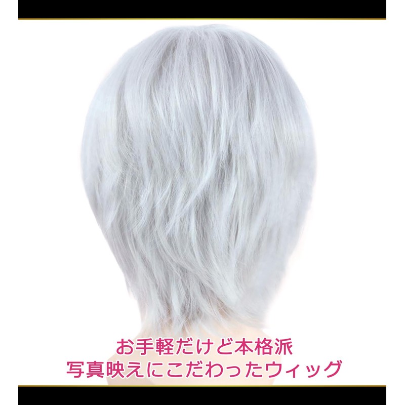 CaseEden 6041 Premium Cool Short Hair Wig, Silver, Silver, Silver