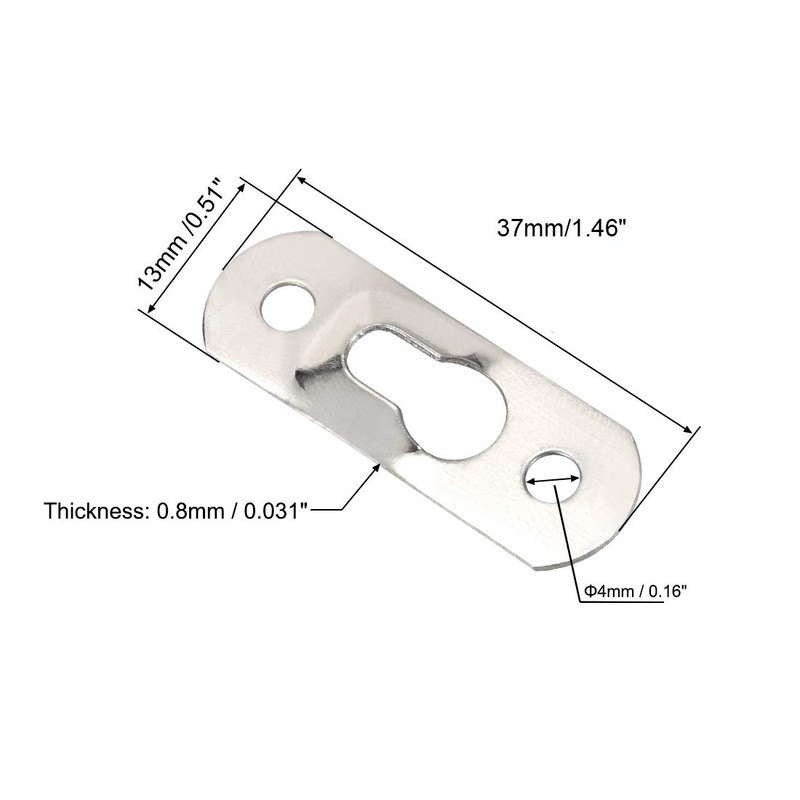 sourcing map Keyhole Hanging Plate, 37mm x 13mm Single Hole