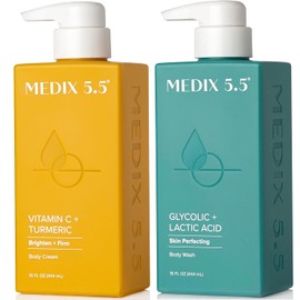 Medix 5.5- Limpiador exfoliante facial y corporal con cido gliclico AHA MEDIX 5.5  crema corporal hidratante con vitamina C                           