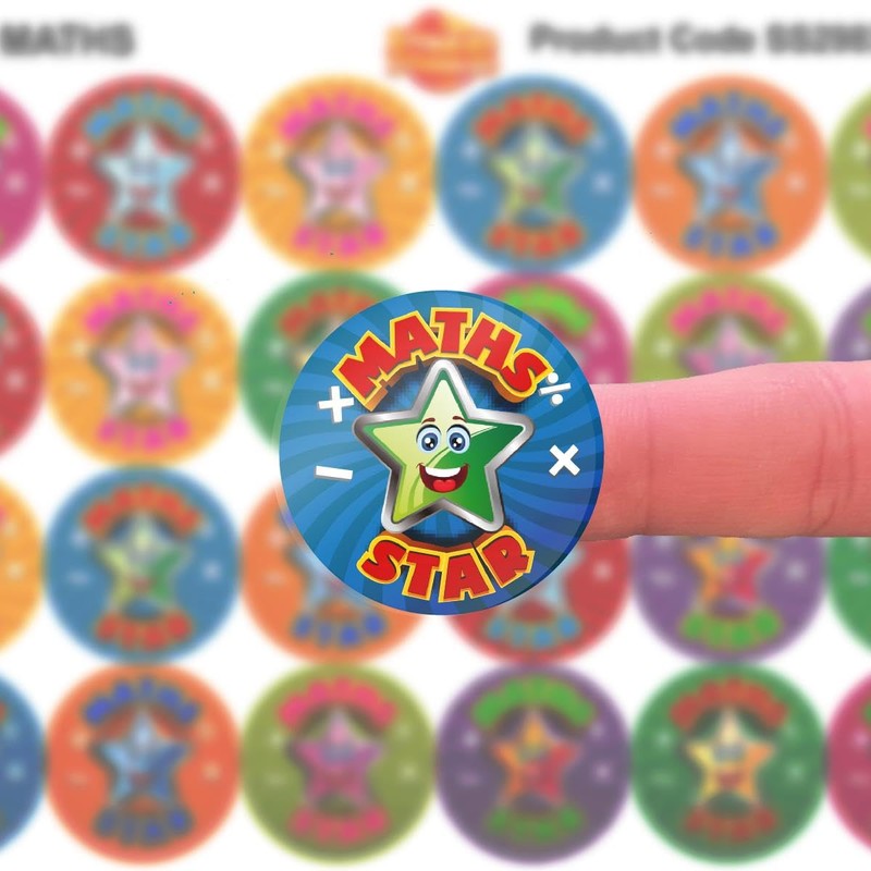 144 Star Maths - 30mm - Glossy Reward Stickers for