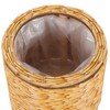 Kisangel Wooden Base Rattan Flower Pot Stand Woven Small Basket