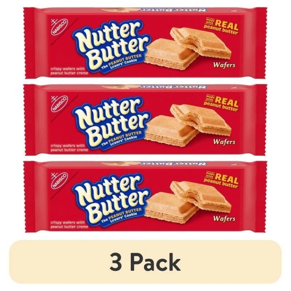 Unbranded 3 Pack Nutter Butter Peanut Butter Wafer Cookies Crunchy