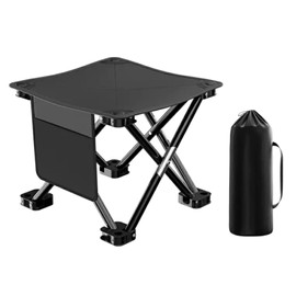 折りたたみ椅子 アウトドアチェア サイドポケット付き 軽量 キャンプ用品 収納バッグ付き 持ち運び 便利 携帯チェア キャンプ 椅子 釣り バーベキュー 登山 野外 キャンプ お釣り 公園ランチ（33*33*32cm） (ブラック)