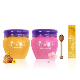 2 piezas Máscara labial nocturna, Bálsamo labial reparador de día y noche con miel y sakura, Bálsamo de abeja para difuminar líneas de labios, Exfoliante labial hidratante y preventivo contra la