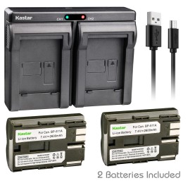 Kastar BP-511 Battery or Dual Slim Charger for Canon EOS 50D D30 D60 Kiss, Kiss Digital - 1 Charger + 2 Batteries