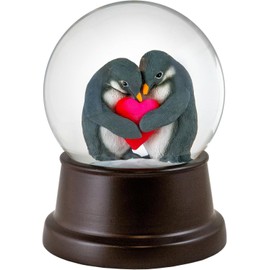 Cuddly Penguins in Love Snow Globe by The San Francisco Music Box
