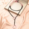 KOFISNI Leather Choker Slip Chain Necklace Stainless Steel Cuban Link
