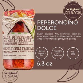 ARTIGIANI DEI SAPORI - Mild Crushed Calabrian Chili Pepper Sauce, 6.3 oz, Slightly Spicy, Product of Italy