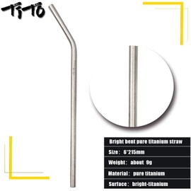 TiTo Titanium Reusable Straws Set of 2 Metal Lightweight Strong Drinking Straws with Cleaning Brushes Portable Bent and Straight Straws Flatware Dishwasher Safe (1 Straight & 1 Bent, 6x215MM)
