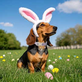 Maca Bates Easter Egg Purple Rabbit Cute Dog Collar Stripe Collars for Girl and Boy Female Male para Perros Chihuahua Pitbull Birthday Gift for Small Medium Large Puppy