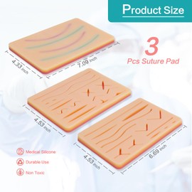 MediTrainer 3-Piece Suture Pad, Suture Practice Pad with Various Wound Shapes, Suture Practice Kit, Suitable for Medical, Veterinary Medical Staff Training and Practice (Combination Two)
