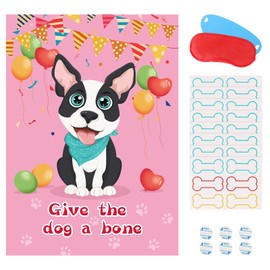 Pin The Bone on The Dog Party Games with 48 Pcs Bone, Give The Dog a Bone Game for Dog Themed Birthday Party Game Supplies