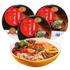 Yumei 4 Pack Sichuan Maocai, Szechuan Hot Pot with Veggies Noodles Bean Vermicelli 2.9lb. Spicy Flavor.