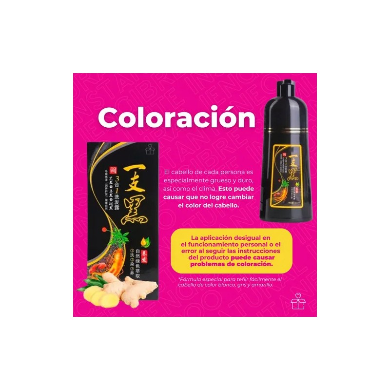 Shampoo Tinte Instantaneo Cubre Canas Natural Jengibre 500ml