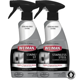 Weiman Weiman Stainless Steel Cleaner and Polish - Removes Fingerprints, Residue, Water Marks, Grease from Appliances, 2 Pack with Micro Towel