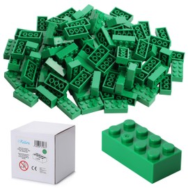 120 Building Blocks 4 x 2, Compatible with All Other Manufacturers, Available in Many Colours, Green