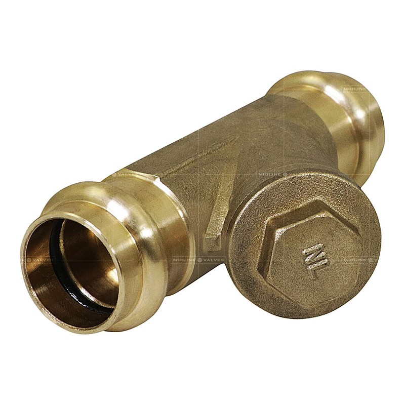 Midline Valve 327S034-NL Press Y-Strainer Valve, 3/4”, Brass
