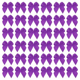 PATIKIL 1 Inch Mini Ribbon Bow 50 Pcs Satin Fabric Ribbon Flower Bows Appliques for DIY Craft Sewing Wedding Party Decoration, Violet Purple
