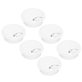 sourcing map 6 Pcs Desk Grommet 2 Inch(50mm), Round Desk Cord Hole Cover Wire Cable Organizer for Home Office Computer Table Cables, White