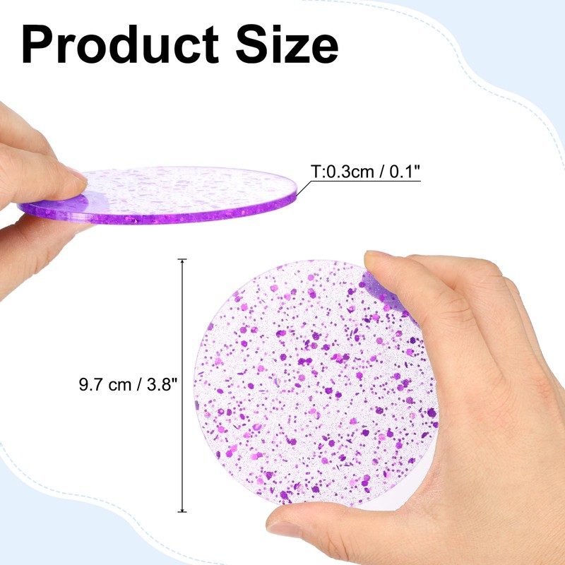 sourcing map 2pcs Foil Acrylic Cup Coasters, Round Acrylic Drink