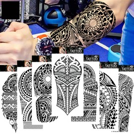 10 Blätter Geometrische Textur Ethnischer Stil Totem Muster Halbarm Fake Tattoos Geeignet für Arme und Beine Wasserfest und Langanhaltend
