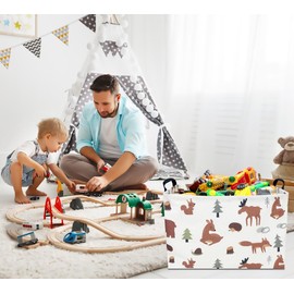 CLOCOR Rectangular Storage Basket,Kids Toys Basket,Collapsible Fabric Storage Container,Waterproof Toy Bin with Handles,Gift Basket(Brown Animals)