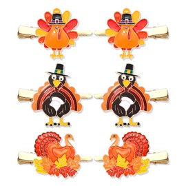 HZEYN 6 Pack Thanksgiving Hair Clip Fall Pumpkin Maple Leaf Turkey Hair Clips for Women Autumn Fall Hair Barrette Accessory Holiday Gifts (Turkey)
