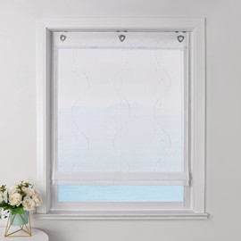 ESLIR Roman Blind No Drilling White Roman Curtain with Eyelets Transparent Curtains with U-Hooks Eyelet Roller Blind Modern Embroidered White W x H 80 x 140 cm 1 Piece