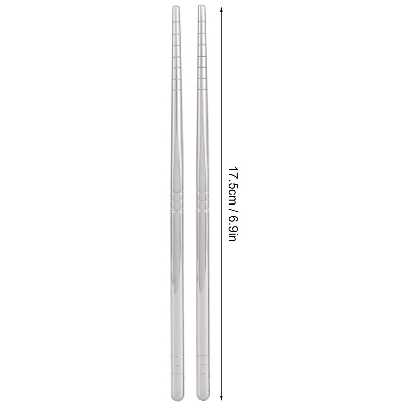 1 Pair Stainless Steel Chopsticks 17.5 cm Reusable Food Chopsticks