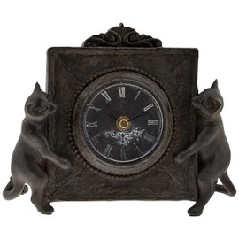 Toyo Sekisu Animal Ornament Table Clock Cat 11085