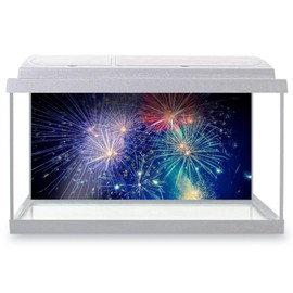 Aquarium Fish Tank Background 90x45 cm - Awesome Fireworks Display Static Cling Vinyl Vivarium Terrarium External Application #50160