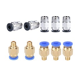 Lokkr Bowden Tube Coupler Set (10 Pcs), PC4-M6 Pneumatic Fitting Push to Connect and PC4-M10 Male Straight Pneumatic PTFE Tube Push in Quick Fitting Connector for 3D Printer Bowden Extruder, Ender 3
