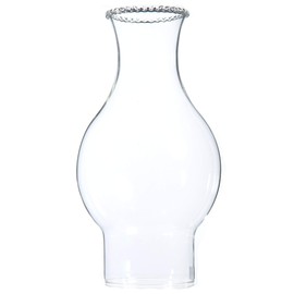 B&P Lamp® 3 Inch by 4 3/4 Inch Bulge by 8 1/2 Inch Clear Glass Chimney with Bead Top Design for Vintage and Antique Style Globes