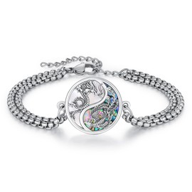 CUOKA MIRACLE Dragon and Phoenix Bracelet S925 Sterling Silver Yin Yang Dragon Bracelet Animal Pendant Bracelet Phoenix Jewelry Dragon Gift for Women Men