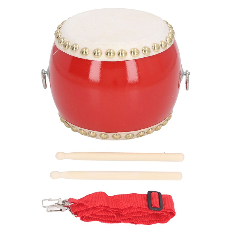 Kids Chinese Drum Plastic Sheepskin Maple Wood Red Color Children