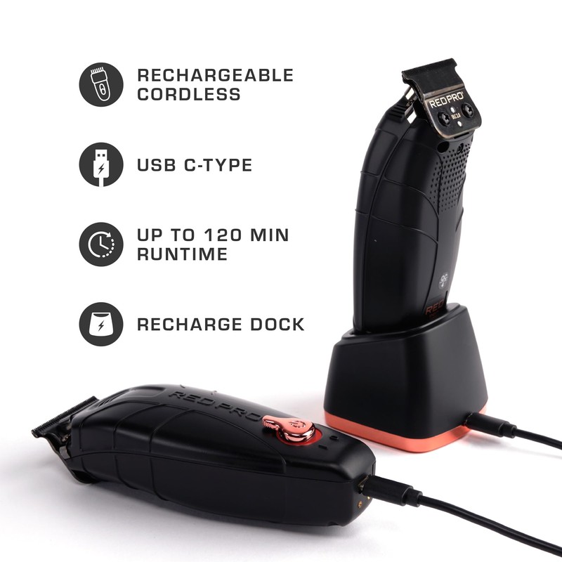 RED Pro Professional Cordless Hair Finishing Trimmer for Men, Electric