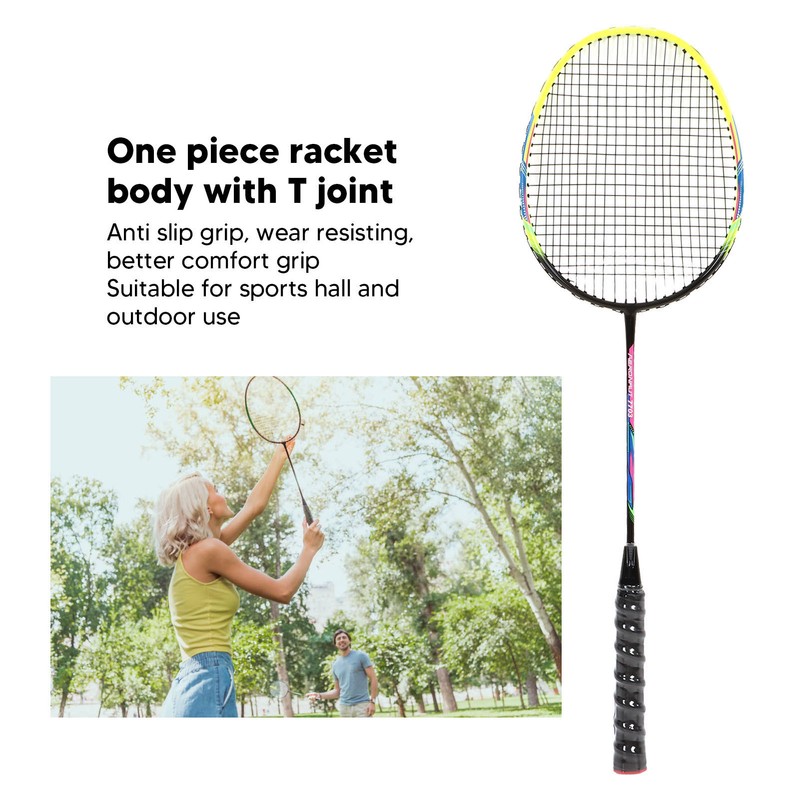 1 Pair Green Badminton Racket Set Fashionable Lightweight Comfortable Grip