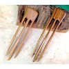 JWL (2) Teak Three Prong 6 Inch Straight Hair Stick